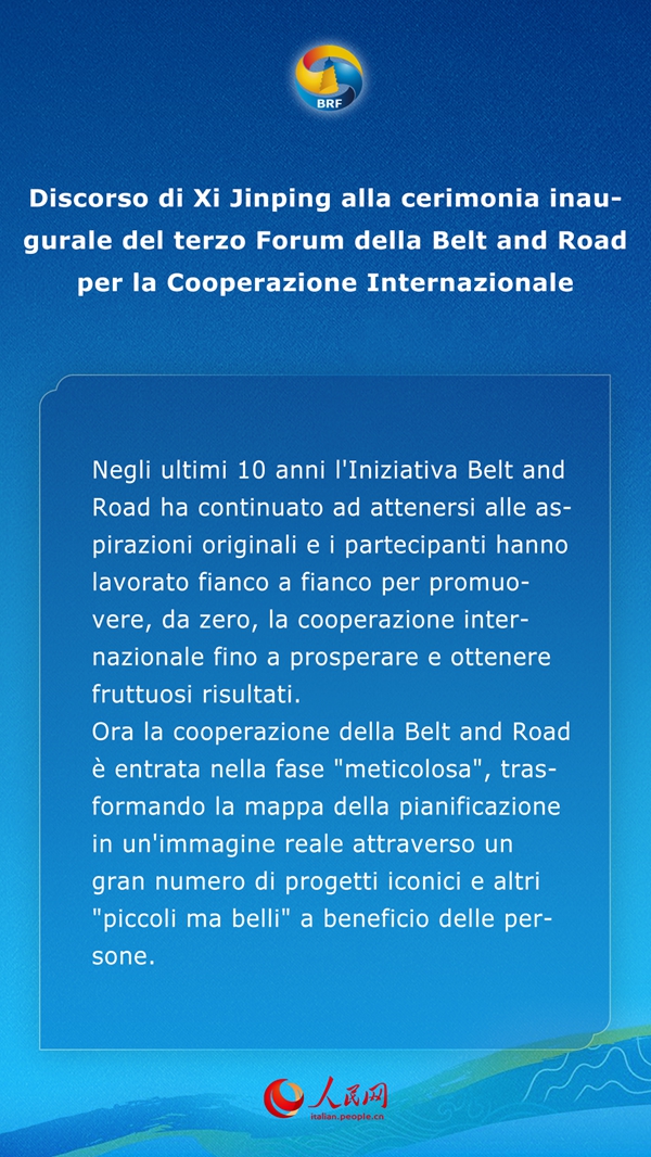 Punti chiave del discorso di Xi Jinping alla cerimonia inaugurale del terzo BRF